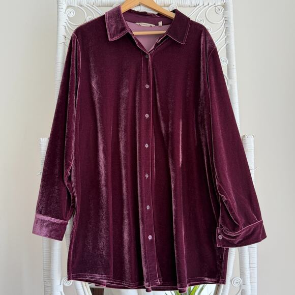 Soft Surroundings Tops - Soft Surroundings Tunic Shirt 3X Velvet Button Up Boyfriend Whimsigoth Romantic